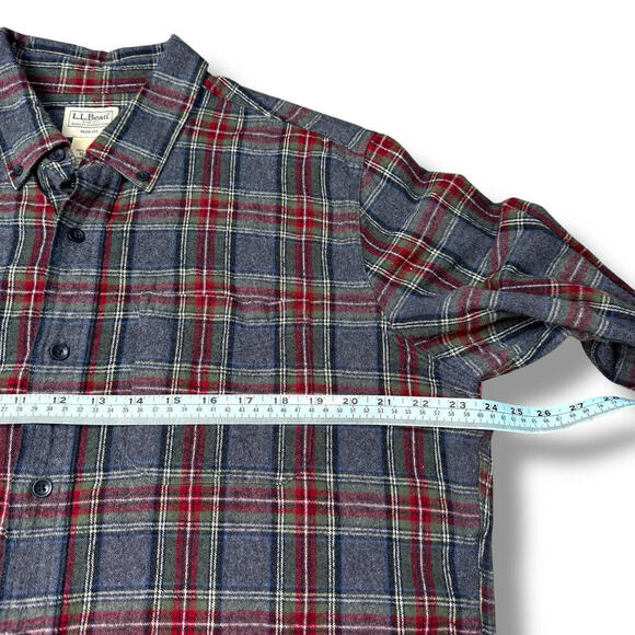 L.L. Bean Flannel Shirt Sz XL Slim Fit Plaid Button-Up Cotton Long Sleeve Retro - Picture 4 of 7